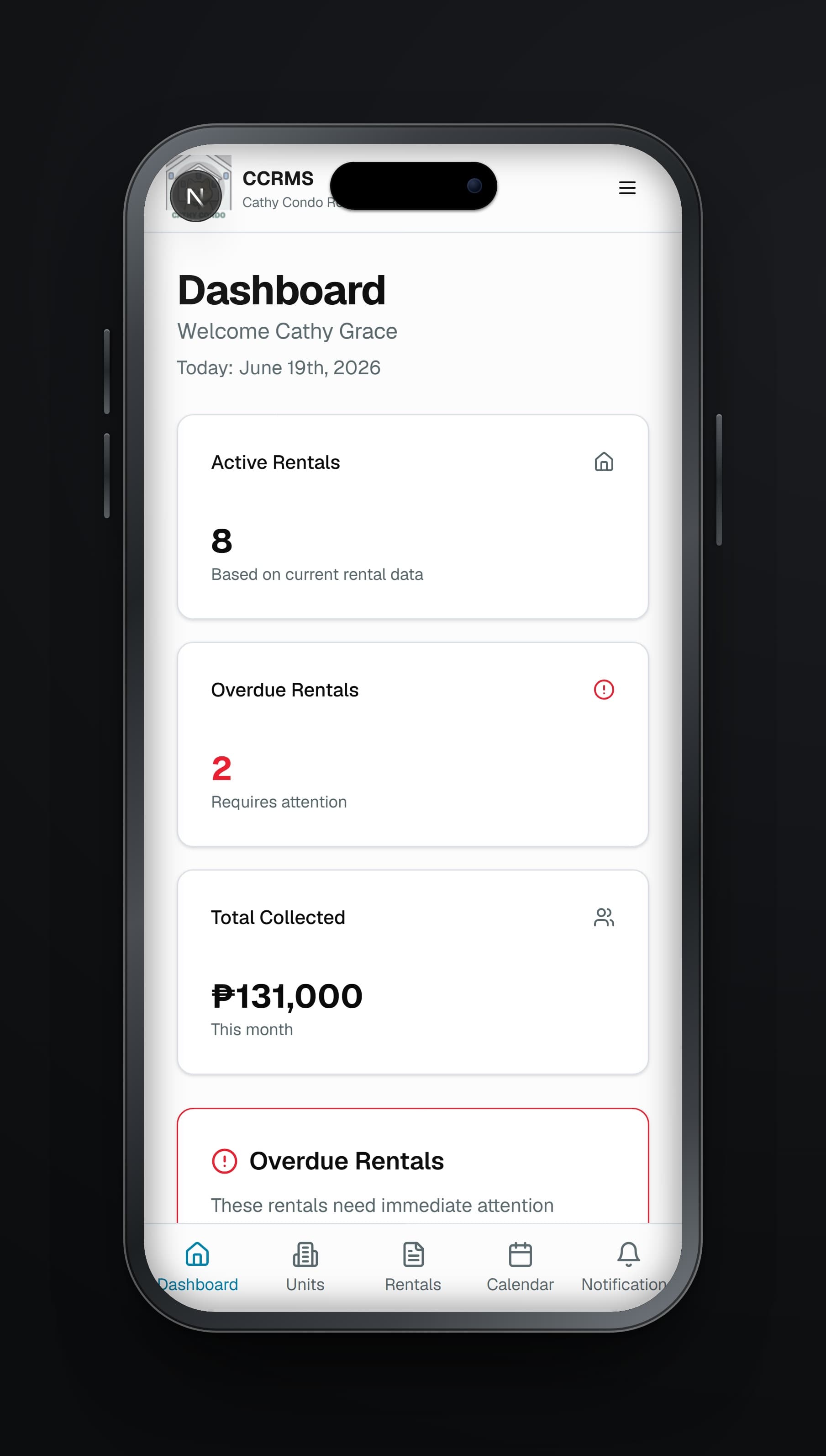 Cathy CCRMS — interface screenshot