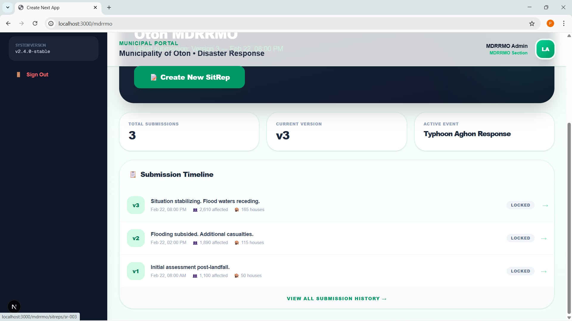 DRRM-ERS — PDRRMO Disaster Reporting System — system screenshot